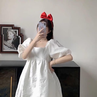 ĐẦM BABYDOLL GẤM TRẮNG NƠ LƯNG