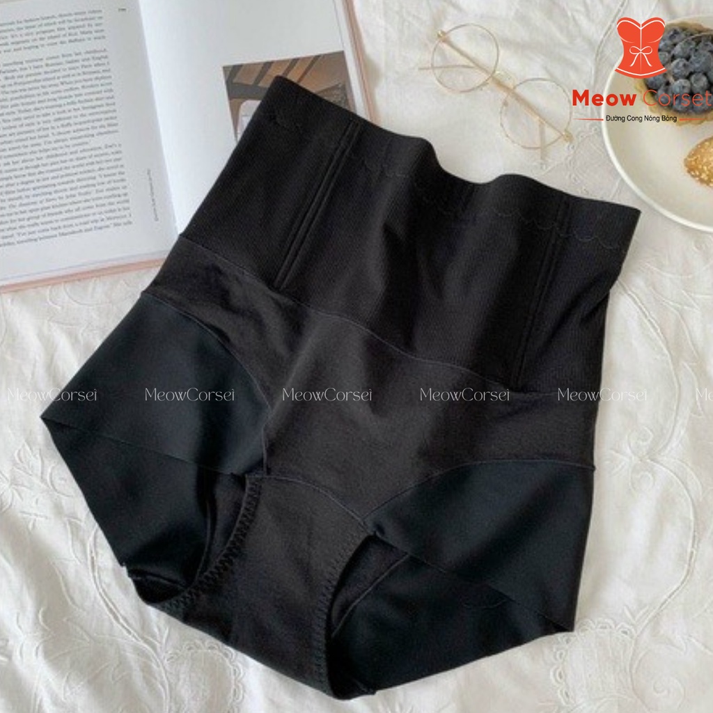 Quần lót nữ cạp cao gen bụng cotton có thanh chống cuộn