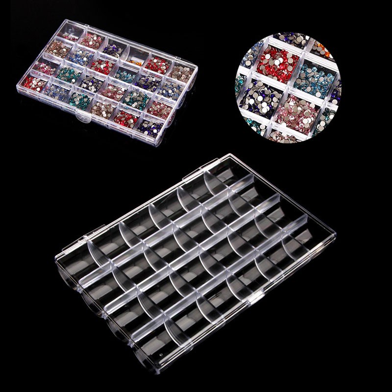 10MK 24 Grids Transparent Jewelry Bead Ring Earring Storage Box Acrylic Container New