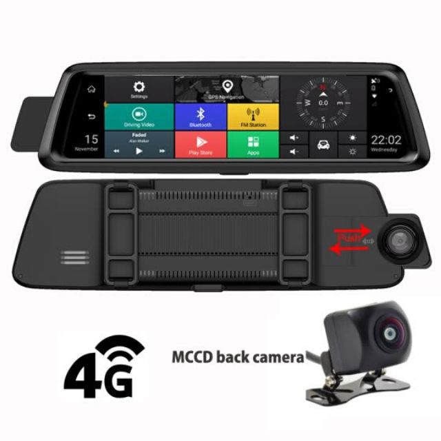 {Định vị từ xa}Trọn bộ camera hành trình ô tô dạng gương A86 tích hợp khe sim 4G - WiFi - GPS  RAM 2G màn hình 10ich