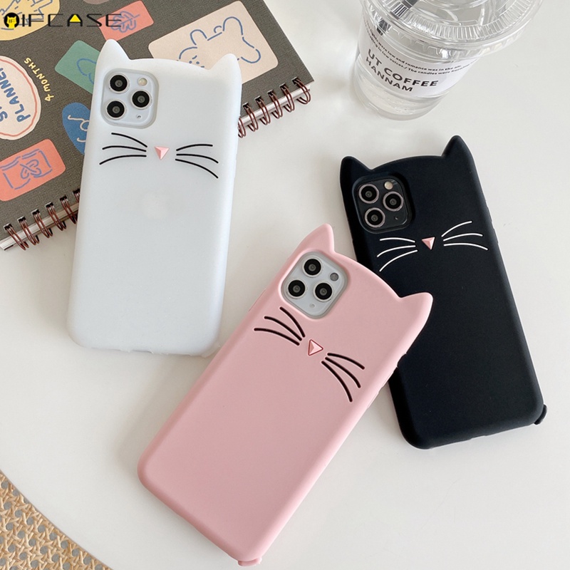 Ốp Điện Thoại Silicone Mềm Hình Tai Mèo 3D Cho iPhone 13 12 Mini 11 Pro Max XS Max XR X 7 8 6 6s Plus 5 5s SE