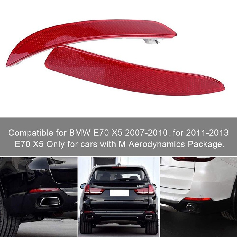 1 Cặp Miếng Dán Phản Quang Cho Cản Sau Xe Hơi BMW E70 X5 2007-2013 63217158949 63217158950