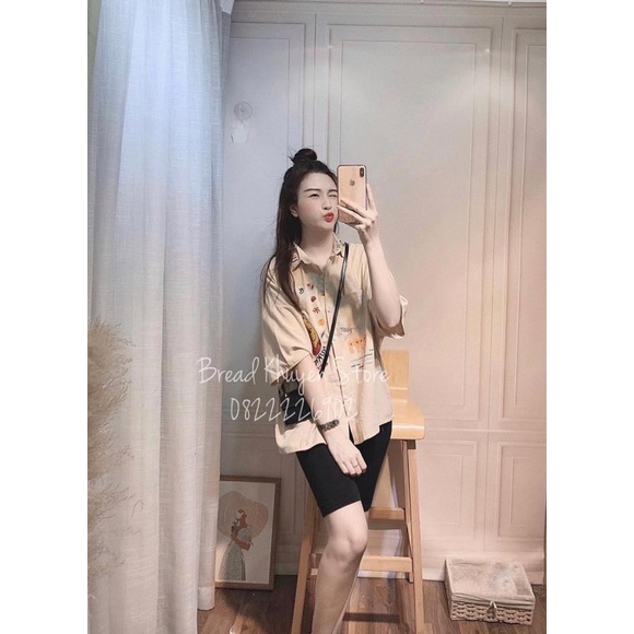 ( Siêu Phẩm ) Áo sơ mi thêu hình gấu Pu