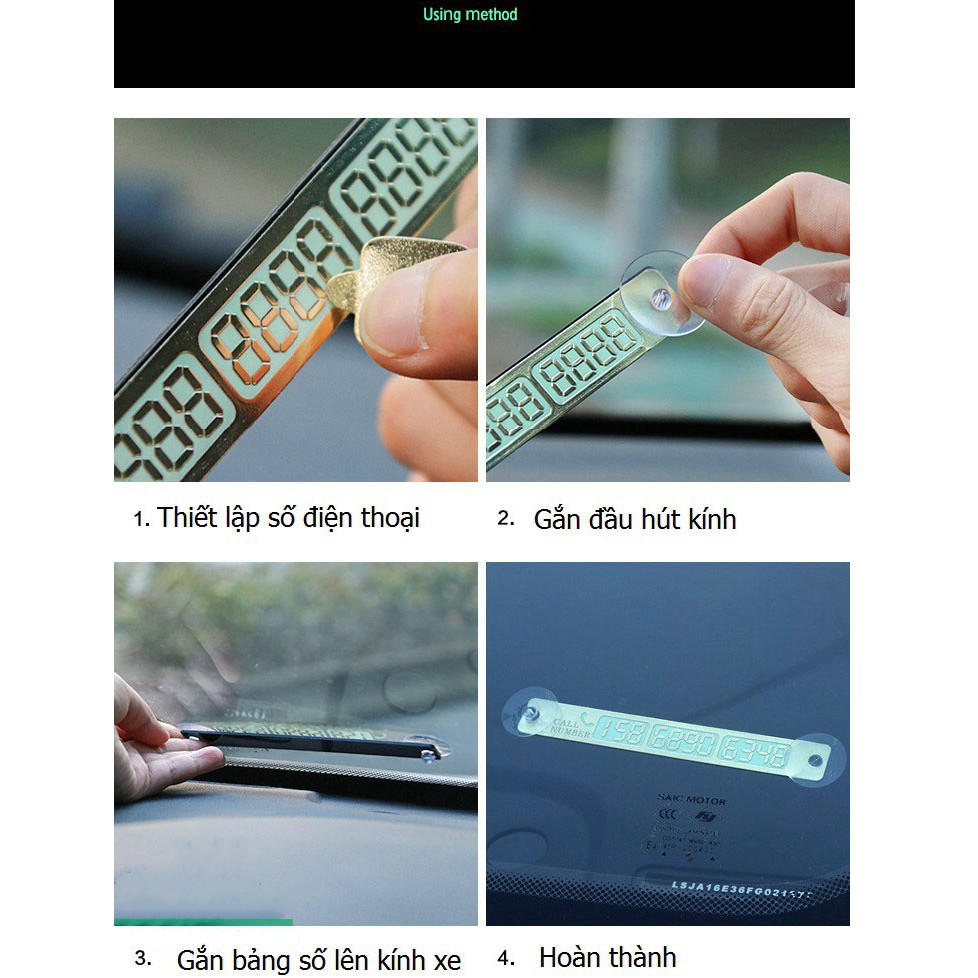 Bảng ghi số điện thoại trên ô tô⚡RẺ BẤT NGỜ⚡ phát quang gắn kính