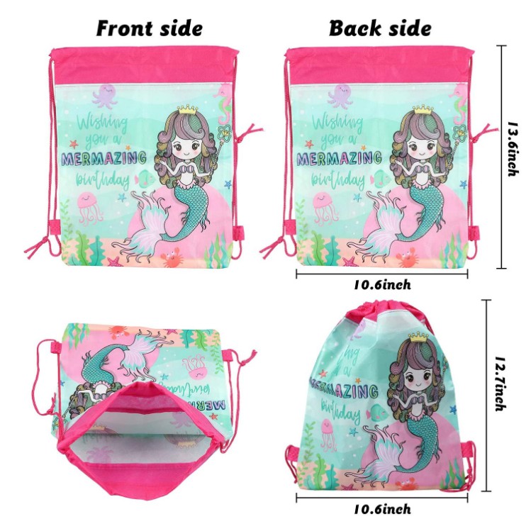 Ba Lô Rút Dây In Hình Nàng Tiên Cá Xinh Xắn Dành Cho Cả Nam Và Nữ