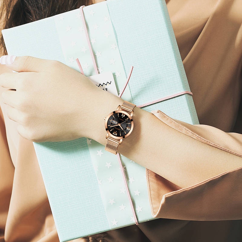 Đồng Hồ Đeo Tay Thời Trang Chống Nước Có Lịch Kiểu Hàn Quốc Cho Nữ