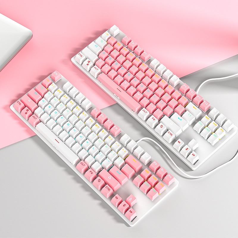 Bàn phím cơ màu hồng, có LED siêu đẹp TKL, Bàn phím dễ thương cho bạn nữ I Pink Gaming Keyboard