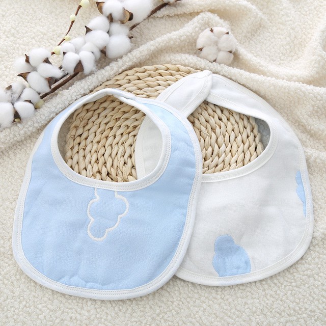 Yếm ăn dặm, yếm chữ U chất cotton 2 mặt in hình cho bé