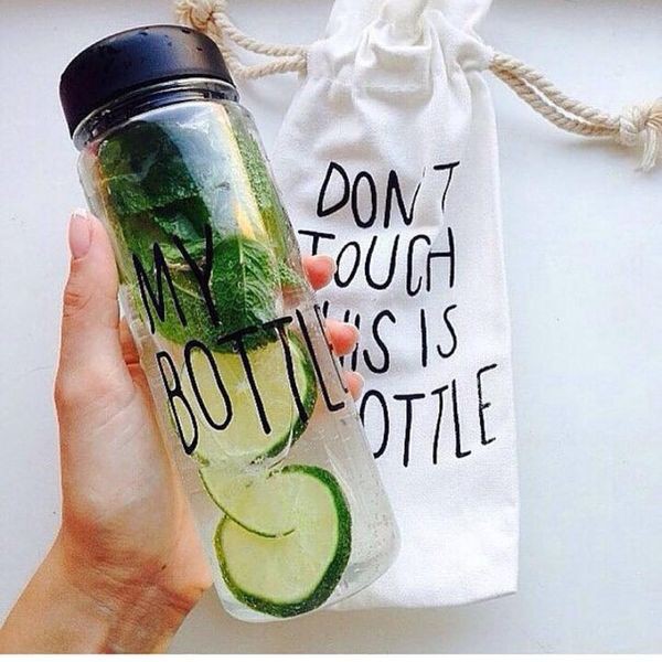 Túi Vải Canvas In Chữ Dây Rút Dùng Đựng Bình Nước 500ml - 600ml - 1000ml