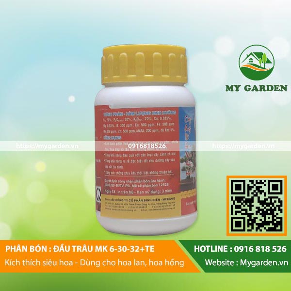 Phân bón lá Đầu Trâu MK 701 NPK 10-30-20, kích thích ra hoa, dạng bột, lọ 100gr, cho cây trồng - Hàng chính hãng