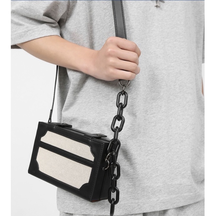 Túi da đeo chéo nam nữ unisex hình hộp chữ nhật