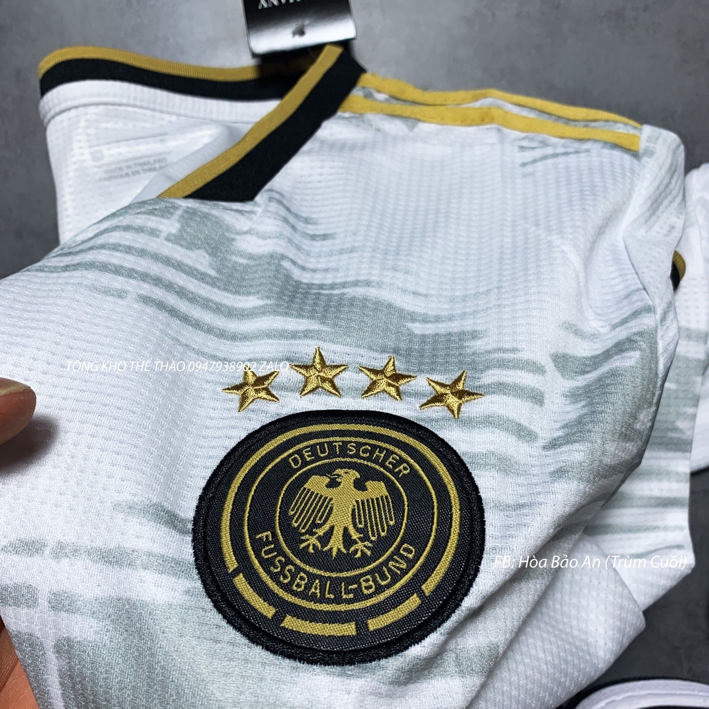 Set Bộ Thể Thao Nam Quần Áo Đá Banh Đội Tuyển Đức 2023 Áo Trắng Quần Đen vải gai thái