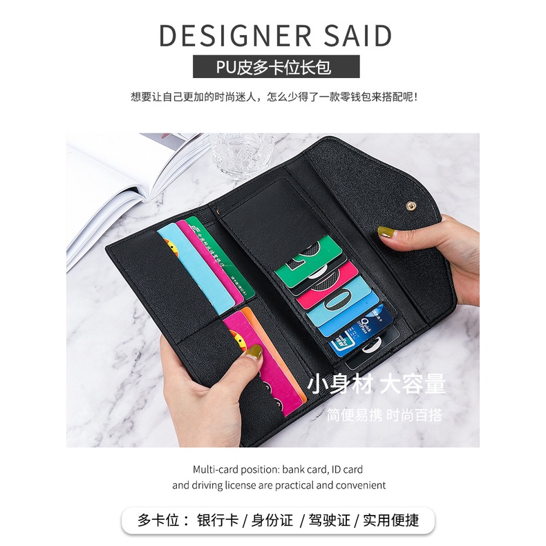 Ví Nữ Dáng Dài Vải Canvas Thiết Kế Nhiều Ngăn Tiện Dụng Phong Cách Retro