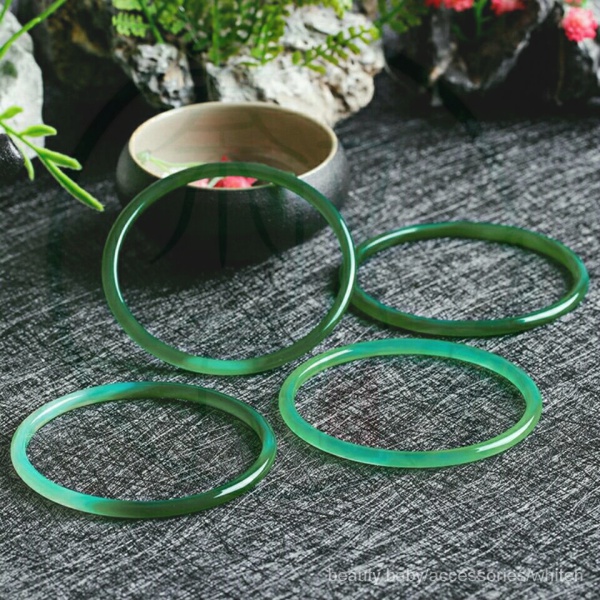 Vòng tay đá mã não xanh lá tự nhiên phong cách Brazil thời trang thanh lịc