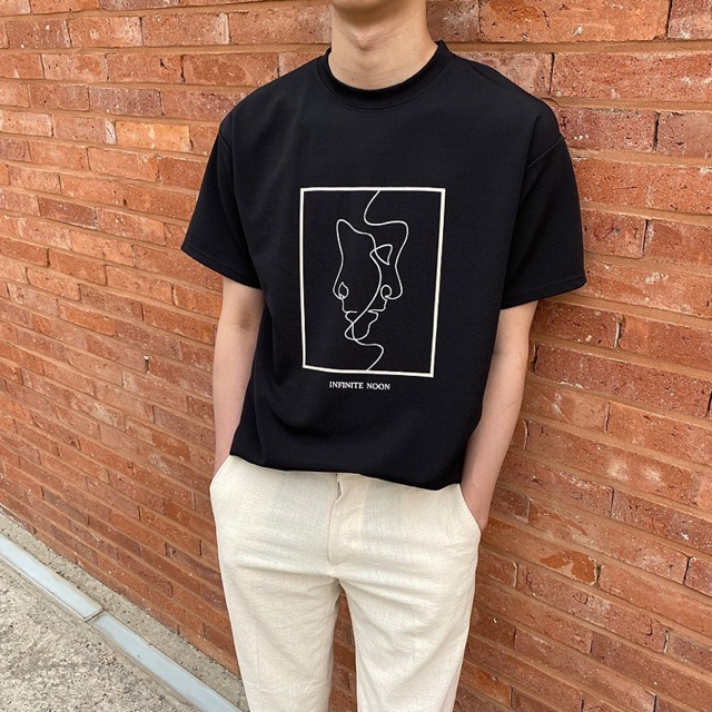 (Kèm clip) RYAN - Áo thun nam INFINITE ngắn tay vải cotton cổ bo tròn thương hiệu RYAN form rộng phong cách Hàn Quốc