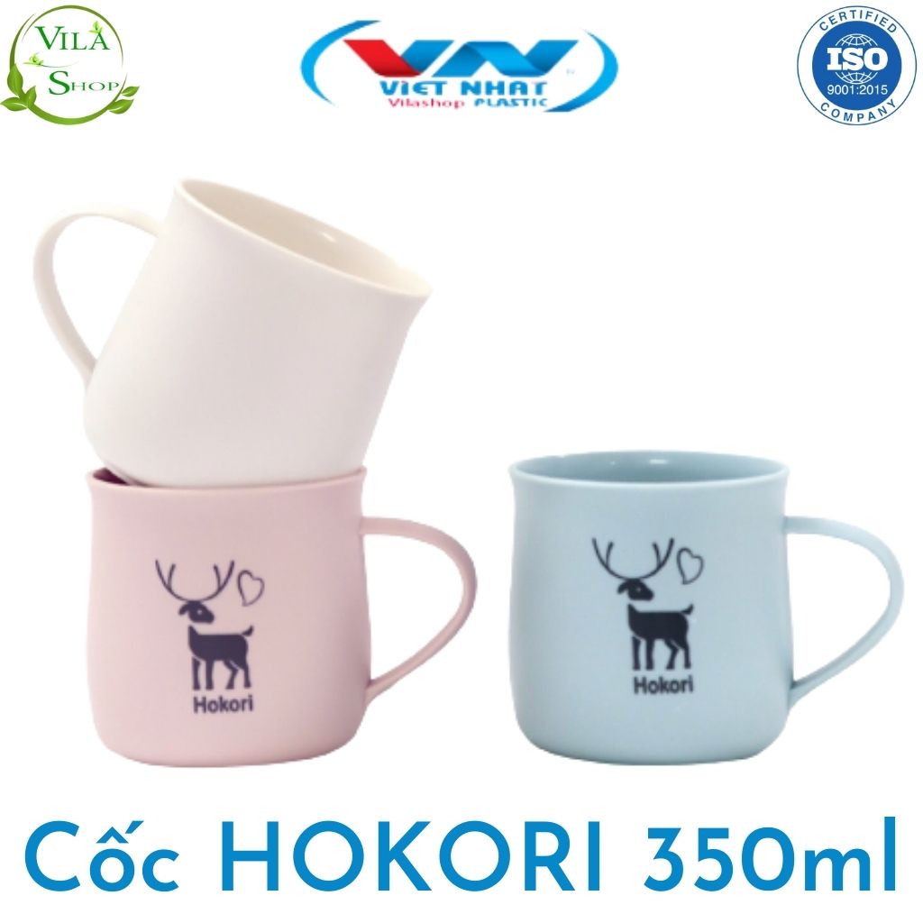 Cốc Nhựa Hokori 350ml  Việt Nhật, Cốc Uống Nước Có Quai Cầm Chịu Nhiệt Tốt