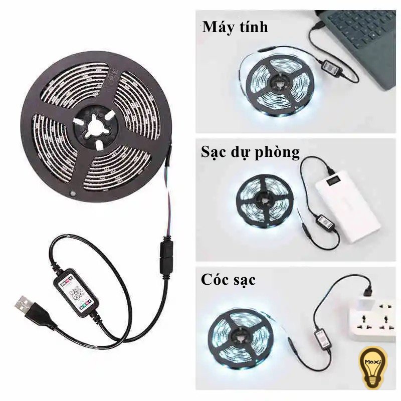 Đèn Led 5M RGB Bọc Silicon Chống Nước Quay video cuốn hút Triệu view Đèn trang trí phòng ngủ bàn làm việc