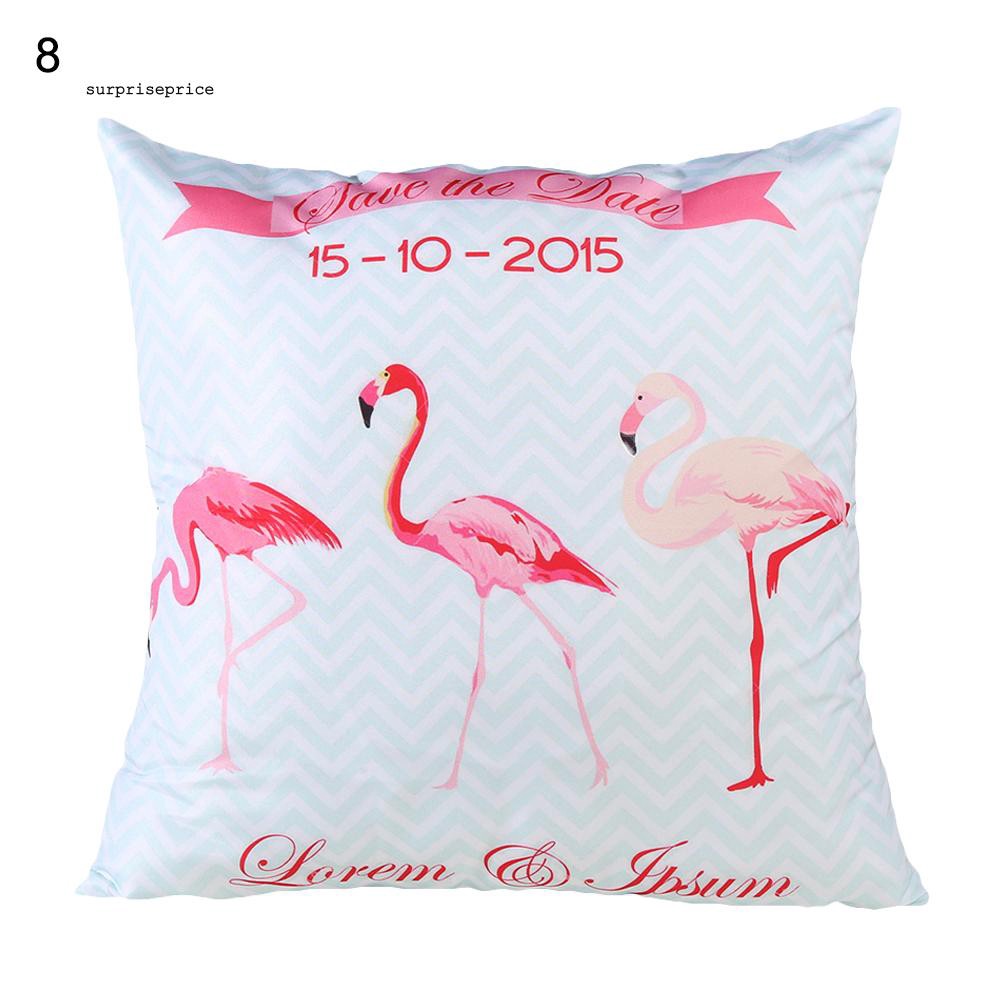 Áo gối khổ vuông 45cm X 45cm in họa tiết chim hồng hạc trang nhã