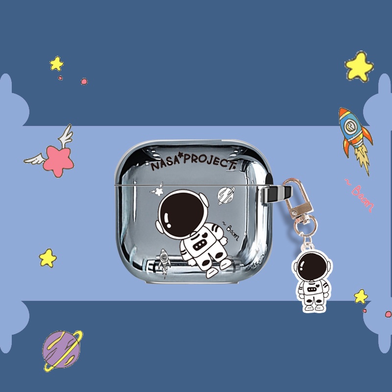 Vỏ bảo vệ hộp sạc tai nghe Lenovo Lp40 tws bằng tpu mềm hình gấu phi hành gia kèm móc treo