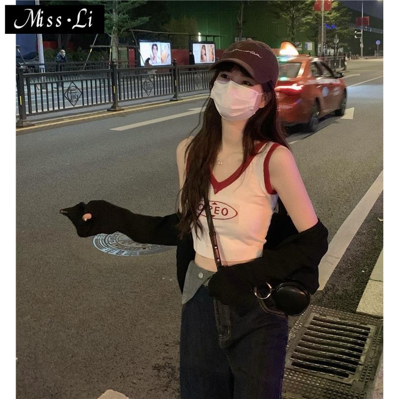 Hàng Có Sẵn Bán Chạy~Áo Hai Dây Dáng Ngắn In Chữ Phong Cách Mỹ Retro Ngọt Ngào Thời Trang Mùa Xuân Dành Cho Bạn Nữ 2022