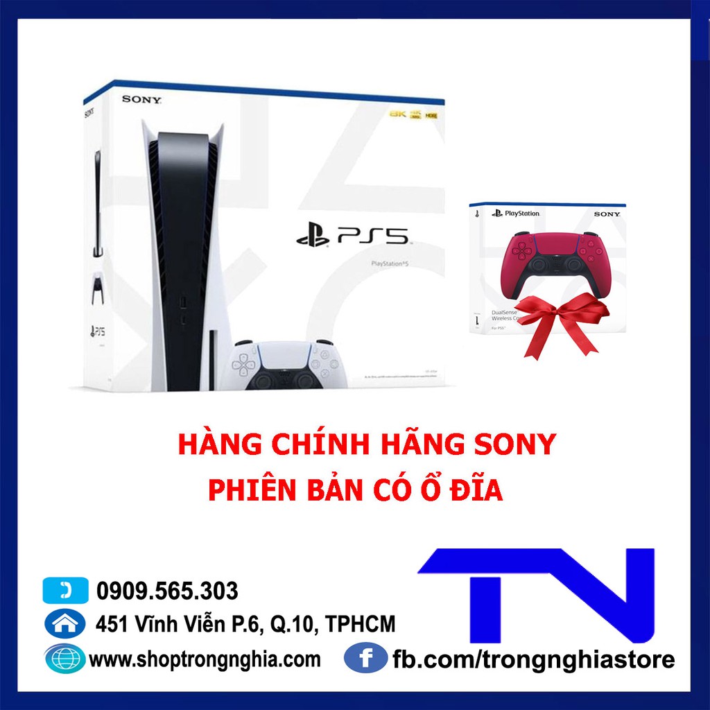 Máy PS5/ PlayStation 5 Standard Edition Hàng chính Sony Việt Nam thêm tay cầm màu đỏ - Bảo hành 12 tháng Sony Vietnam