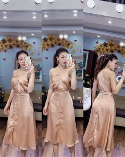 Váy Lụa Cổ Yếm chéo dáng dài cực xinh