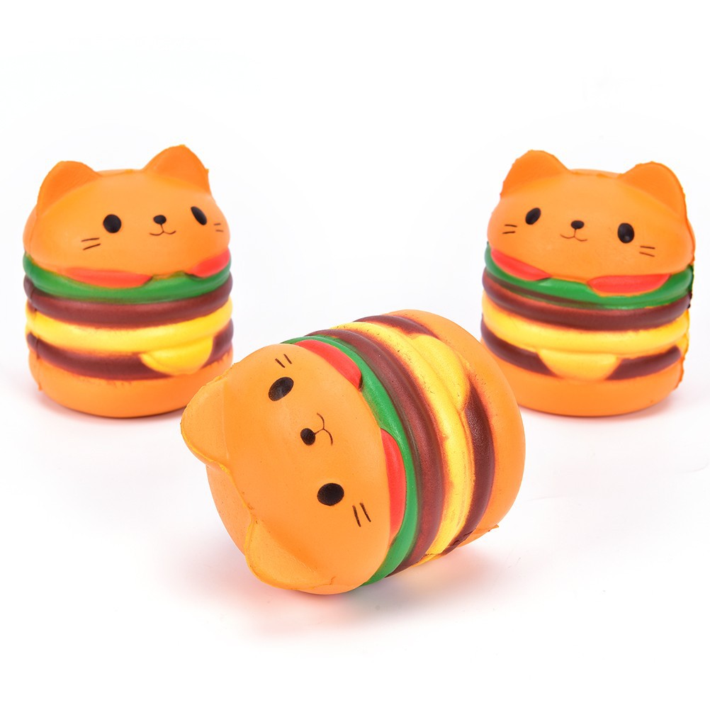 Đồ chơi xốp squishy giảm stress hình bánh hamburger mèo dễ thương cho bé