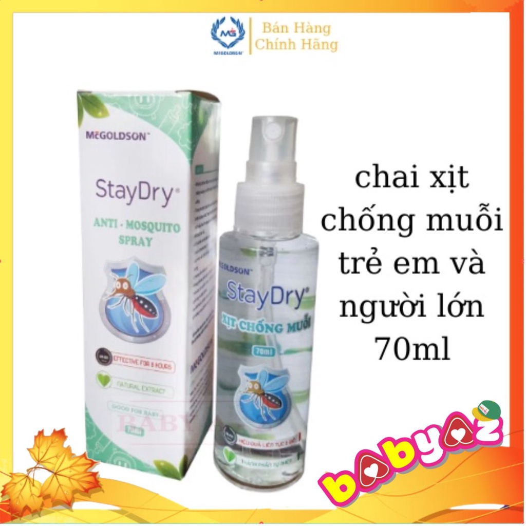 Chai Xịt Chống Muỗi Và Côn Trùng StayDry 70ml( Chai Dạng Xịt ) An Toàn Cho Trẻ Em