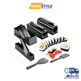 Khuôn làm Sushi Kimbap chống dính, dụng cụ làm cơm cuộn rong biển bằng nhựa - An toàn, bền đẹp, set 11 món
