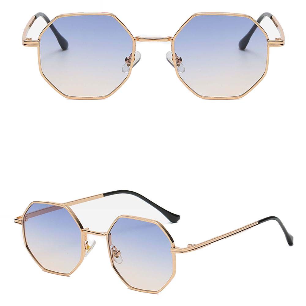 Mắt kính gọng kim loại tròng đa giác màu gradient thời trang cổ điển sang trọng cho nam và nữ