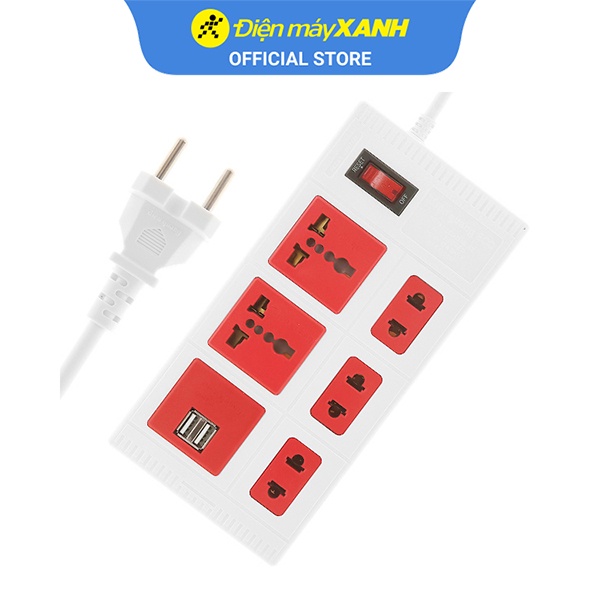 Ổ cắm điện Điện Quang 5 lỗ 2 USB 5m ECO ĐQ ESK 5WR 5ECO 2A