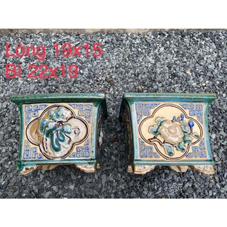 Chậu vuông tứ bửu gốm dày dặn