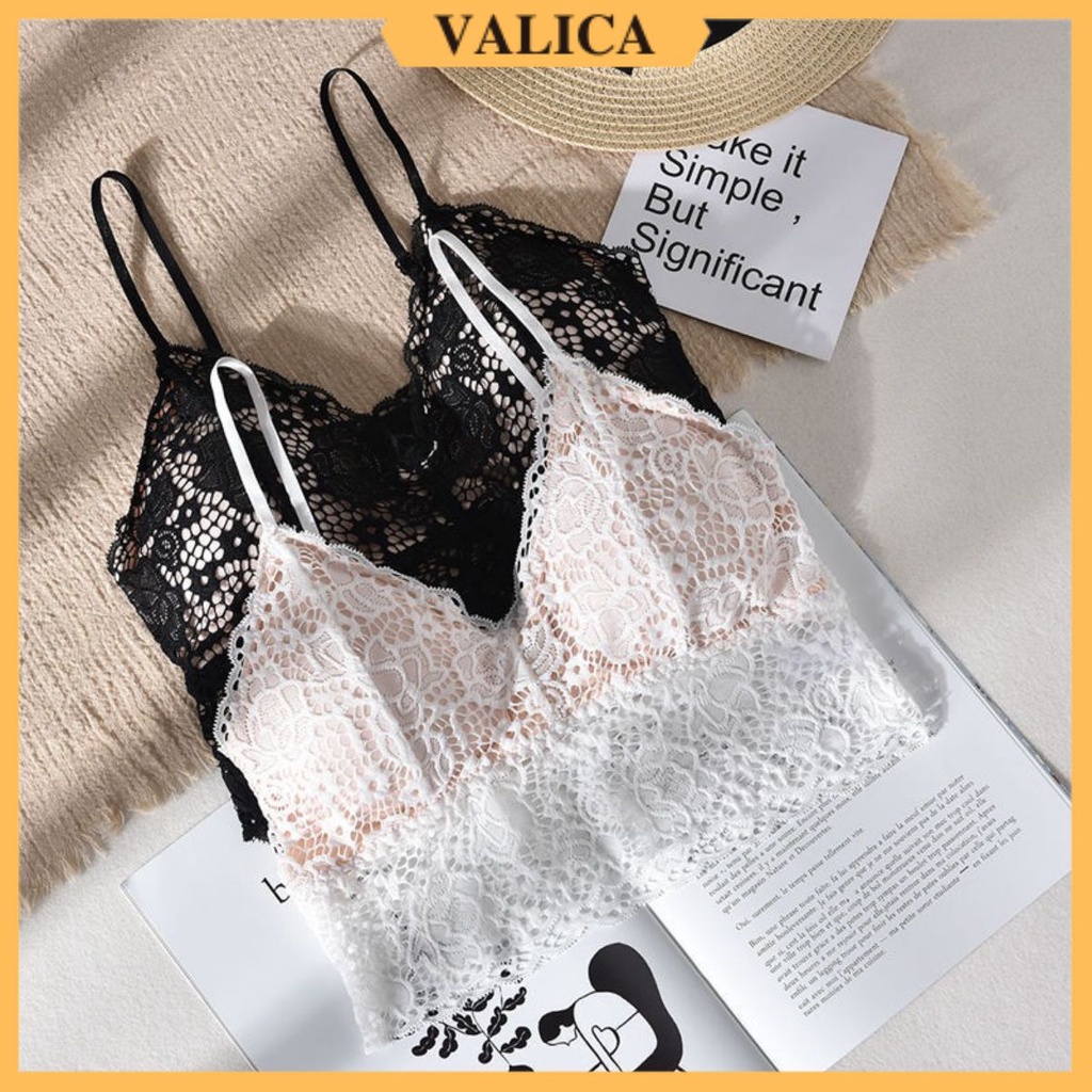 Áo bra ren 2 dây nữ đẹp, áo lót ren không gọng cực xinh VALICA 628