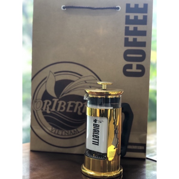 Bình pha cà phê Bialetti Frenchpress kiểu Pháp màu vàng - Preziosa Gold Collection 350ml và 1lít