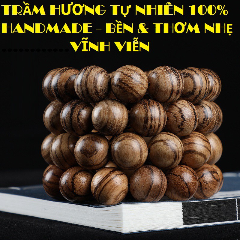 [SIÊU SALES]Vòng đeo tay Nam Nữ Trầm Hương, Tặng kèm hộp GỖ lót LỤA, Phù hợp đeo hàng ngày hoặc làm quà tặng.