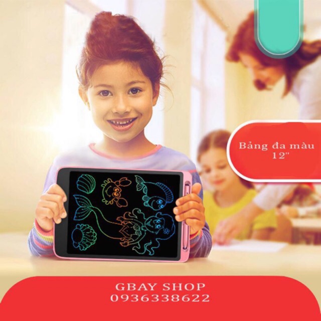 Bảng viết, bảng vẽ điện tử thông minh tự động xóa cho bé 8inh, 8''5 inch, 10 inch, 12 inch