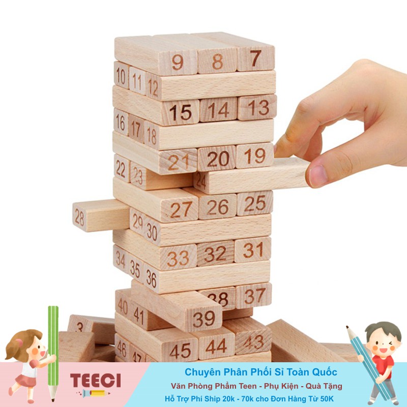 <Video ReView> Bán Sỉ Bộ Trò Chơi Rút Gỗ Nhiều 51 Thanh / 54 Thanh Domino Montessori Wiss Toy (Nâu Gỗ / Nhiều Màu) A289