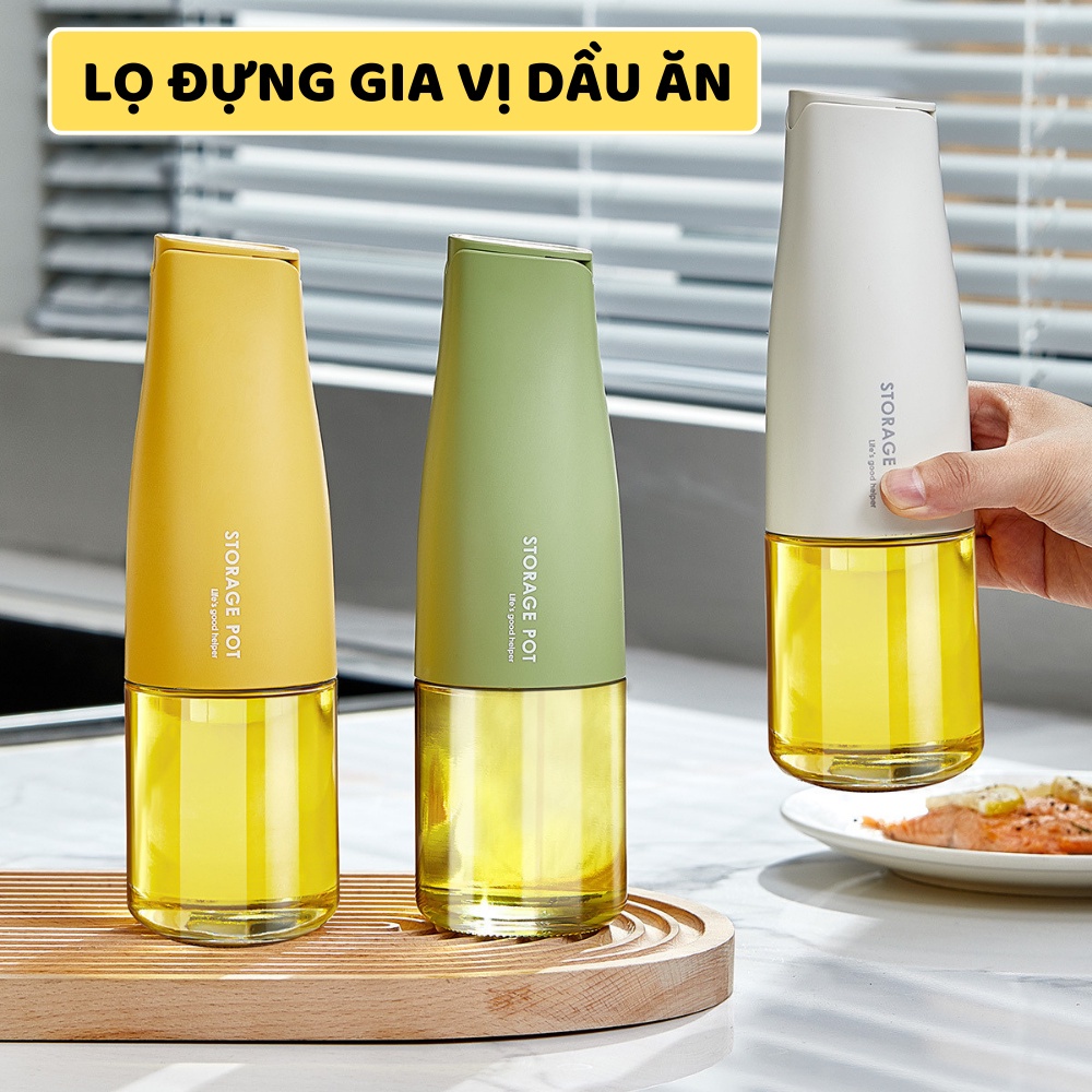 500ml Lọ Đựng Dầu Ăn,Lọ Đựng Gia Vị,Hũ Đựng Gia Vị Thủy Tinh Nắp Chống Tràn Tự Động Thông Minh chịu nhiệt, đựng gia vị chịu lực tốt bình đựng Chống Tràn Rơi