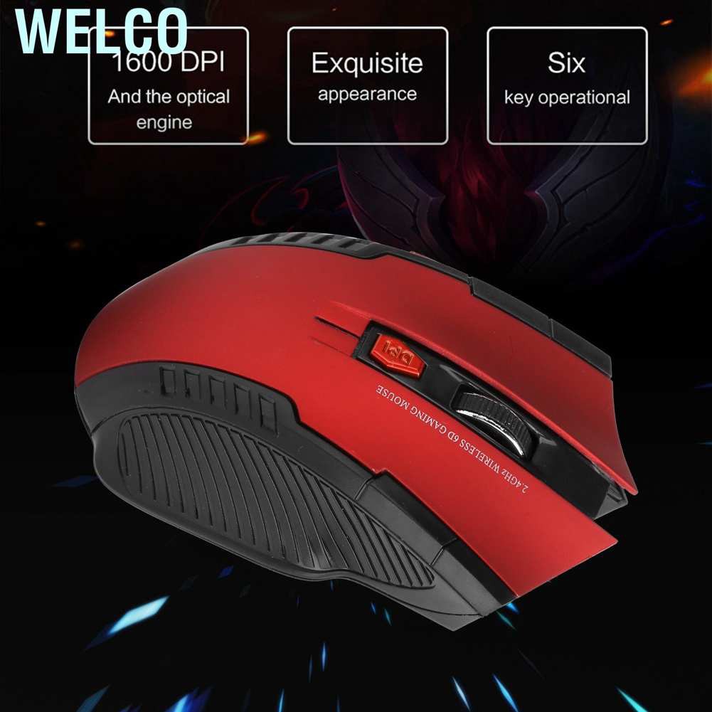 Welco Wireless Mouse 2.4G 3 Levels Adjustable Optical Computer External Device with USB Receiver