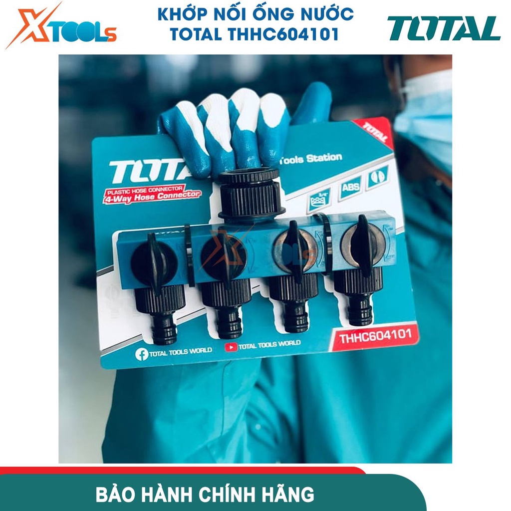 Khớp nối ống nước 4 đầu THHC604101, chất liệu khớp nối ABS, PP với nút ngắt và nút xoay bằng nhựa [CHÍNH HÃNG][XTOOLS]