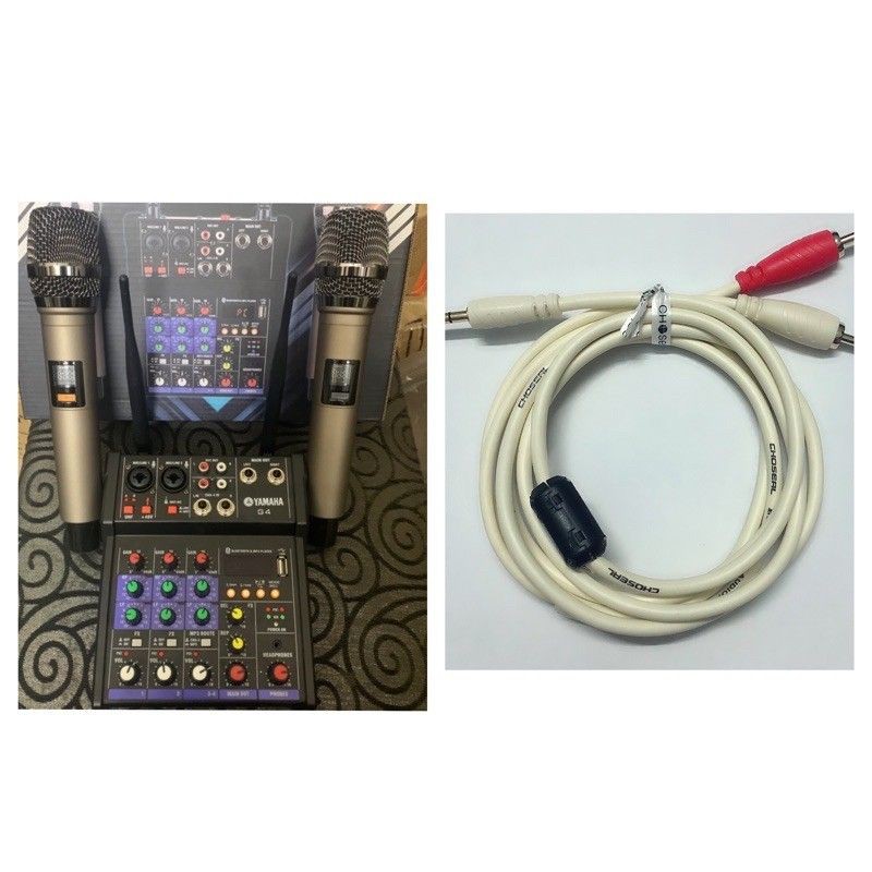 Bộ vang KTS hát Karaoke bằng loa trên ô tô - gồm 2 micro không dây - hỗ trợ hát live Stream cực hay trên điện thoại