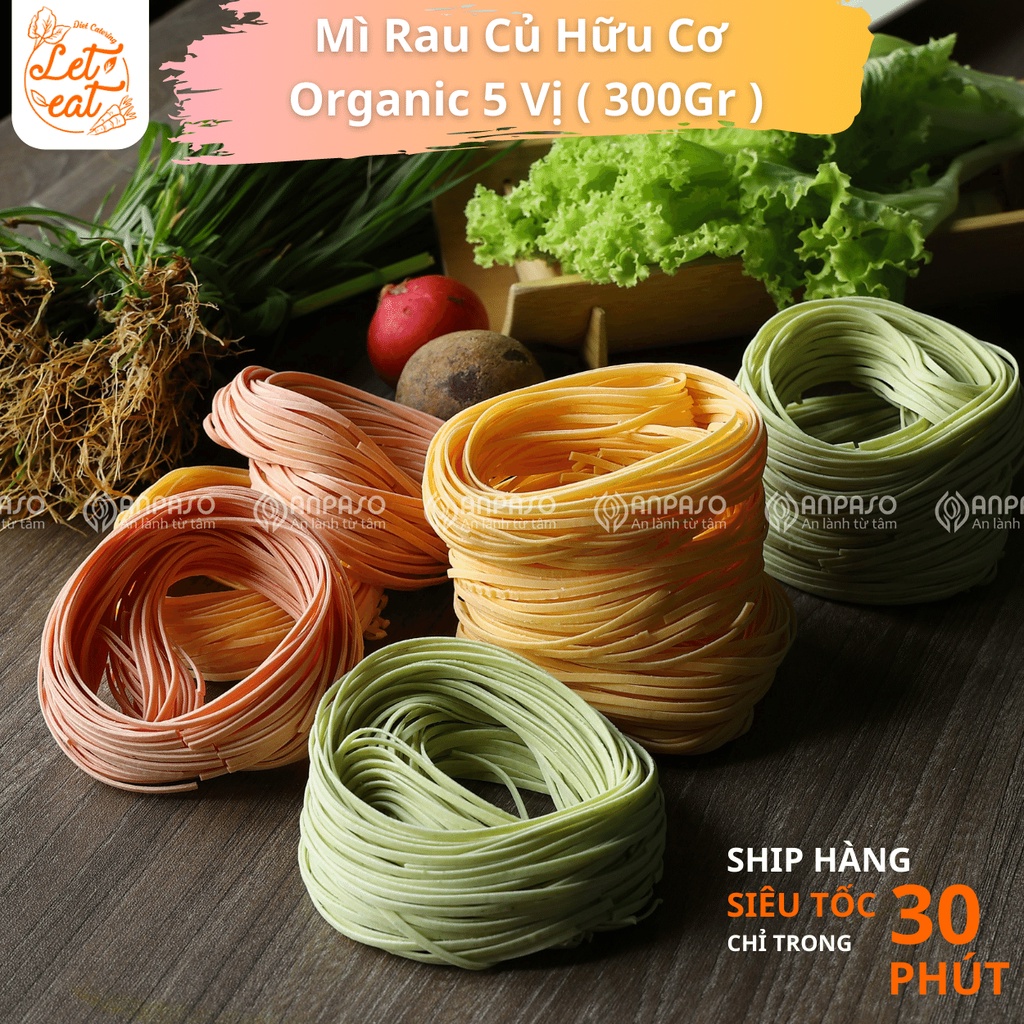 Mì rau củ hữu cơ Organic  Anpaso, eat clean giảm cân, bổ sung vitamin, chất xơ 5 vị rau 300g