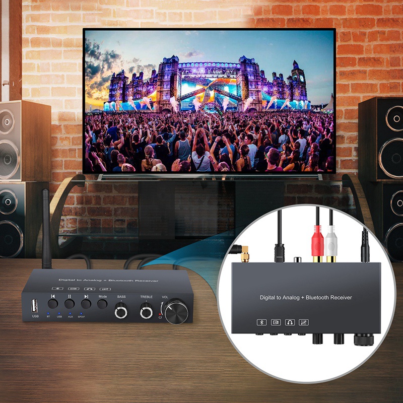 192KHz Bluetooth Digital to Analog Converter Headphone Amplifier DAC Digital Toslink USB AUX to RCA 3.5mm Jack