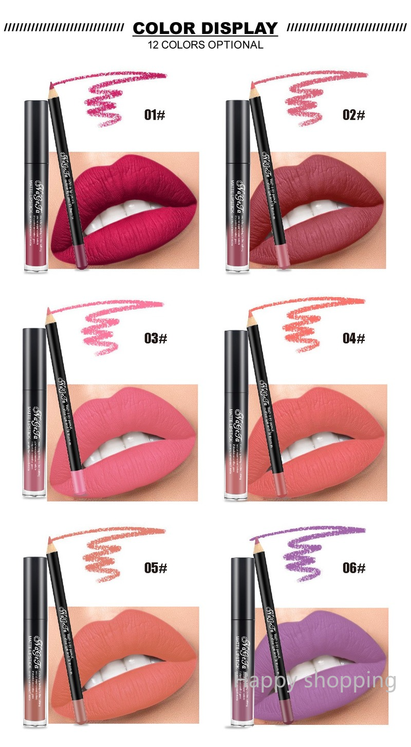 (Hàng Mới Về) Set Son Kem Lì + Chì Kẻ Viền Môi Nageta 12 Màu Sắc Tùy Chọn | BigBuy360 - bigbuy360.vn