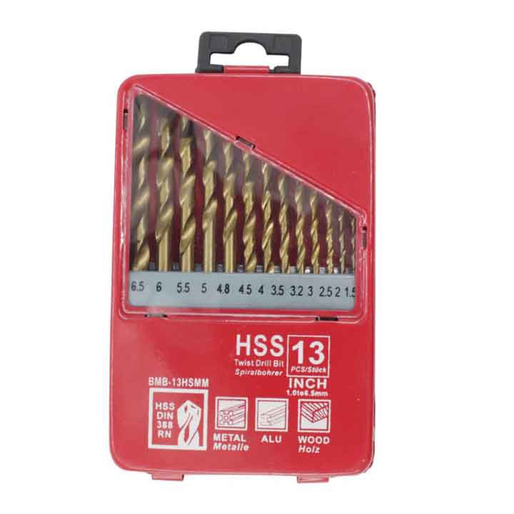 Hộp Mũi Khoan Đỏ Mạ Titan Cao Cấp HSS - 13 Mũi