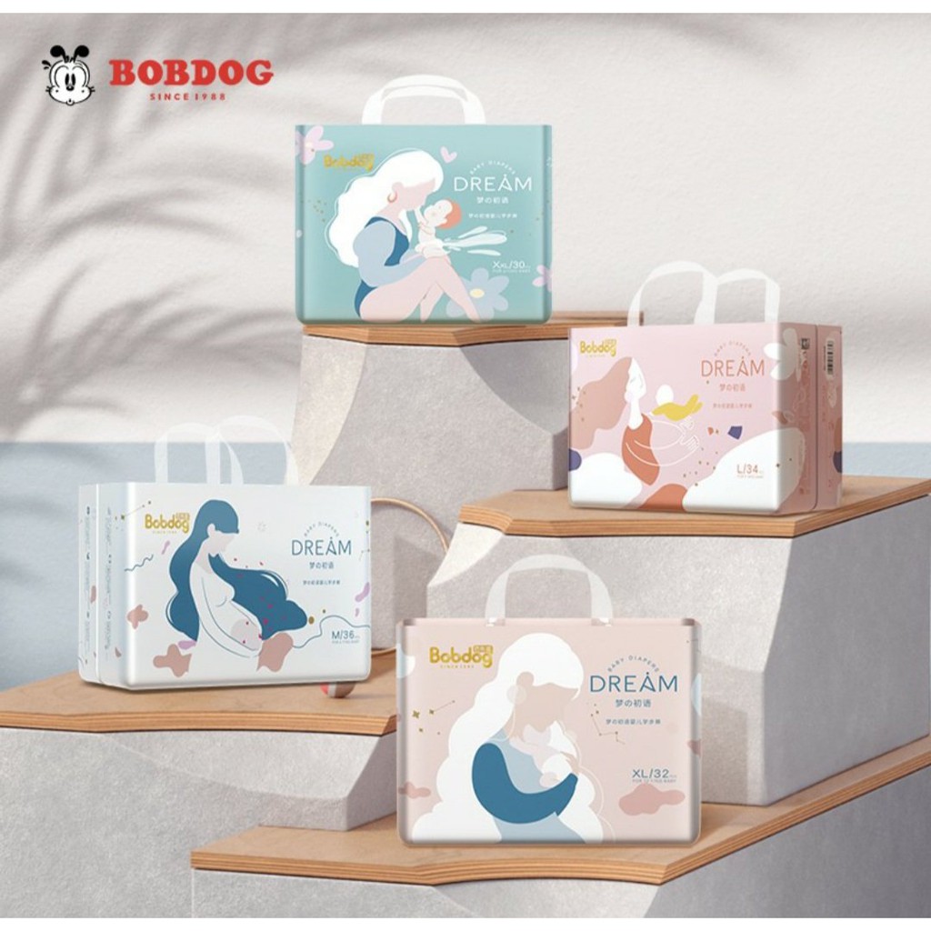 Tã dán/quần Bobdog Dream size 𝐌𝟑𝟔/𝐋𝟑𝟒/𝐗𝐋𝟑𝟐/𝐗𝐗𝐋𝟑𝟎 𝐦𝐢𝐞̂́𝐧𝐠