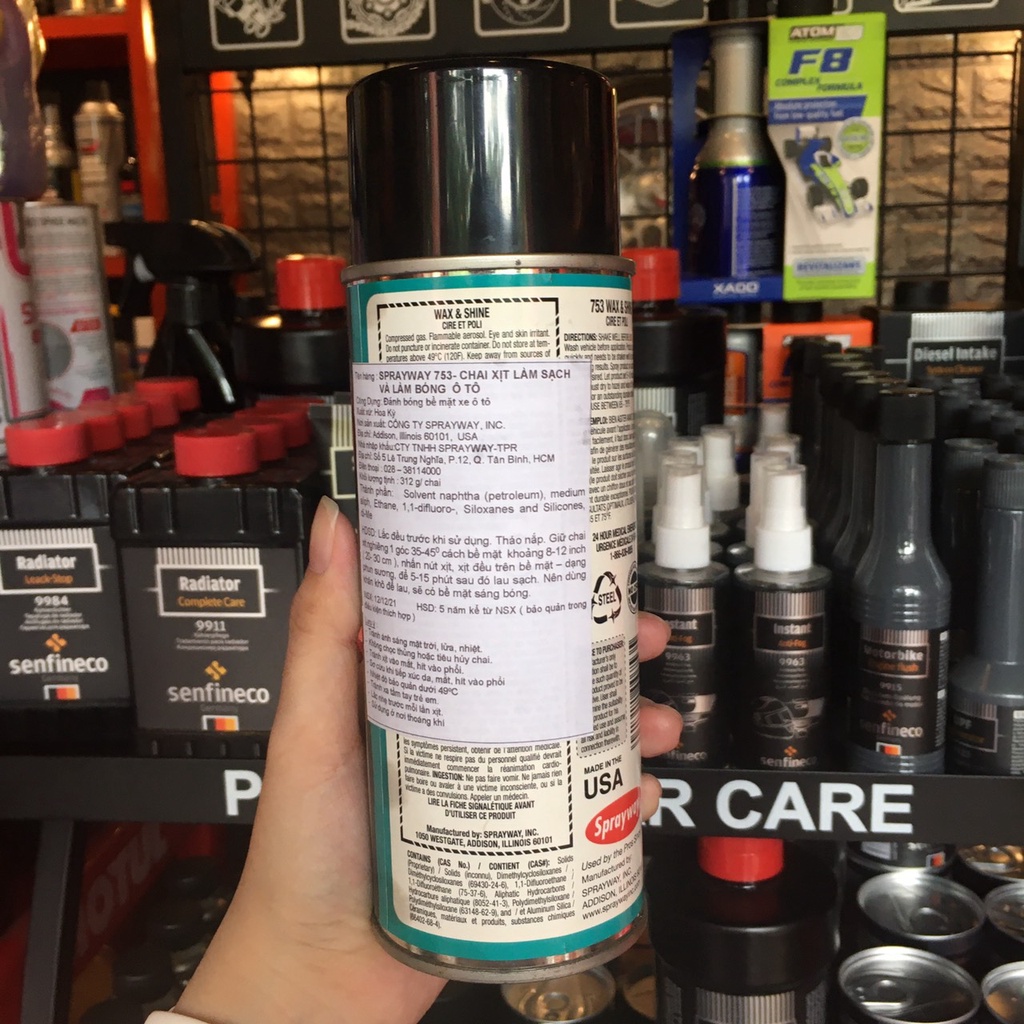 Dung Dịch Làm Sạch Và Đánh Bóng Sơn Xe Ô Tô Từ Mỹ Sprayway Wax &amp; Shine 312g chamsocxestore