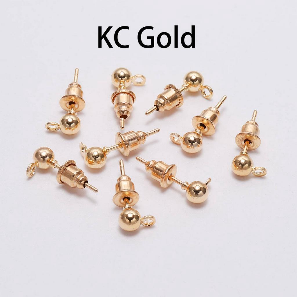 50 chốt sau bông tai bi 3 4 5mm mạ vàng và bạc làm trang sức DIY