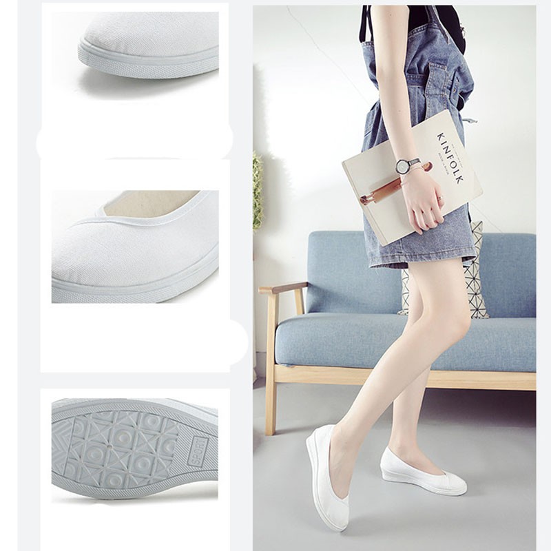 Giày y tá IELGY màu trắng đế thấp thoáng khí thoải mái kích thước 35-40