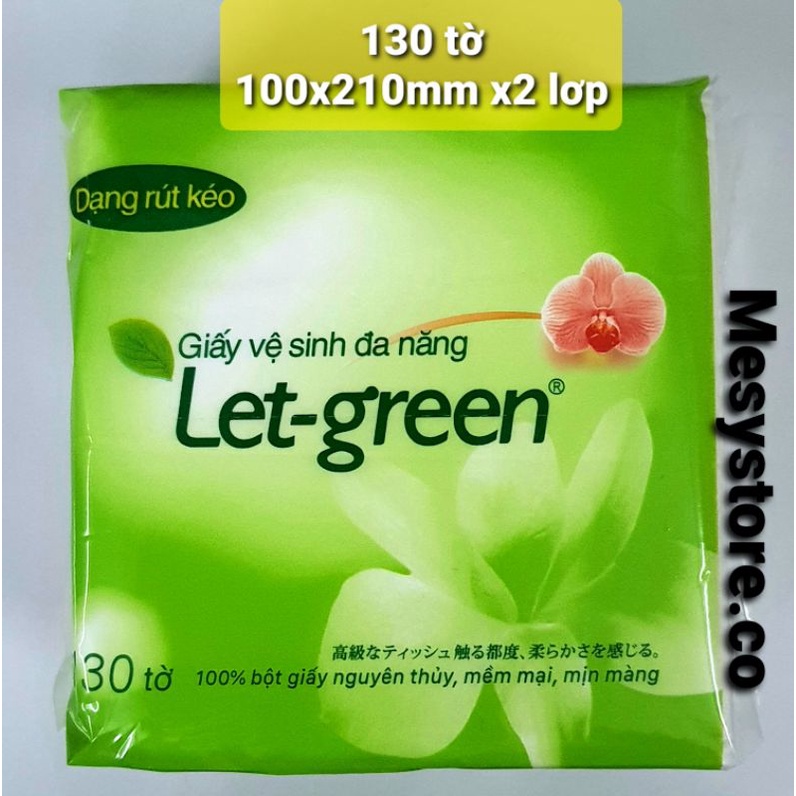 GIẤY VUÔNG LETGREEN (130 TỜ) 100% BỘT GIẤY NGUYÊN THỦY 100x210mm